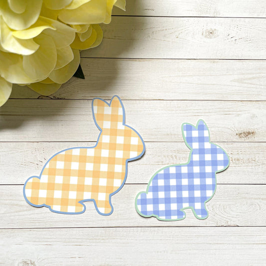 Colorful Plaid Bunny Rabbit Vinyl Sticker | Glossy Finish | Waterproof | Easter Sticker | Laptop Sticker | Water Bottle | Animal Sticker