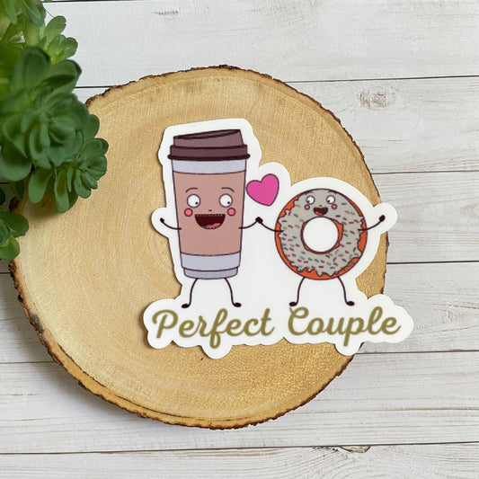 Coffee Donut Vinyl Sticker | Glossy Finish | Waterproof | Coffee Sticker | Valentine Sticker | Laptop Sticker | Water Bottle Sticker
