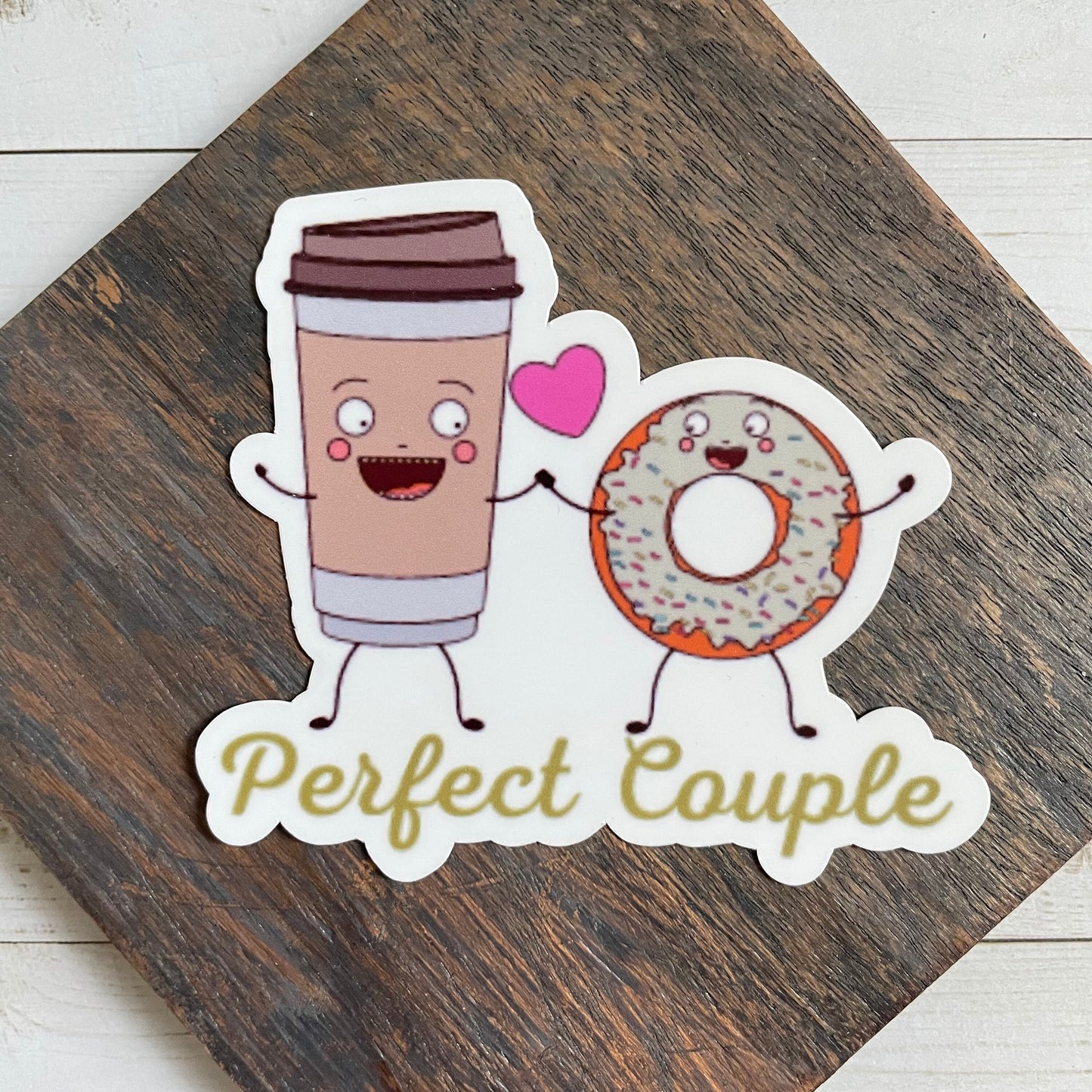 Coffee Donut Vinyl Sticker | Glossy Finish | Waterproof | Coffee Sticker | Valentine Sticker | Laptop Sticker | Water Bottle Sticker