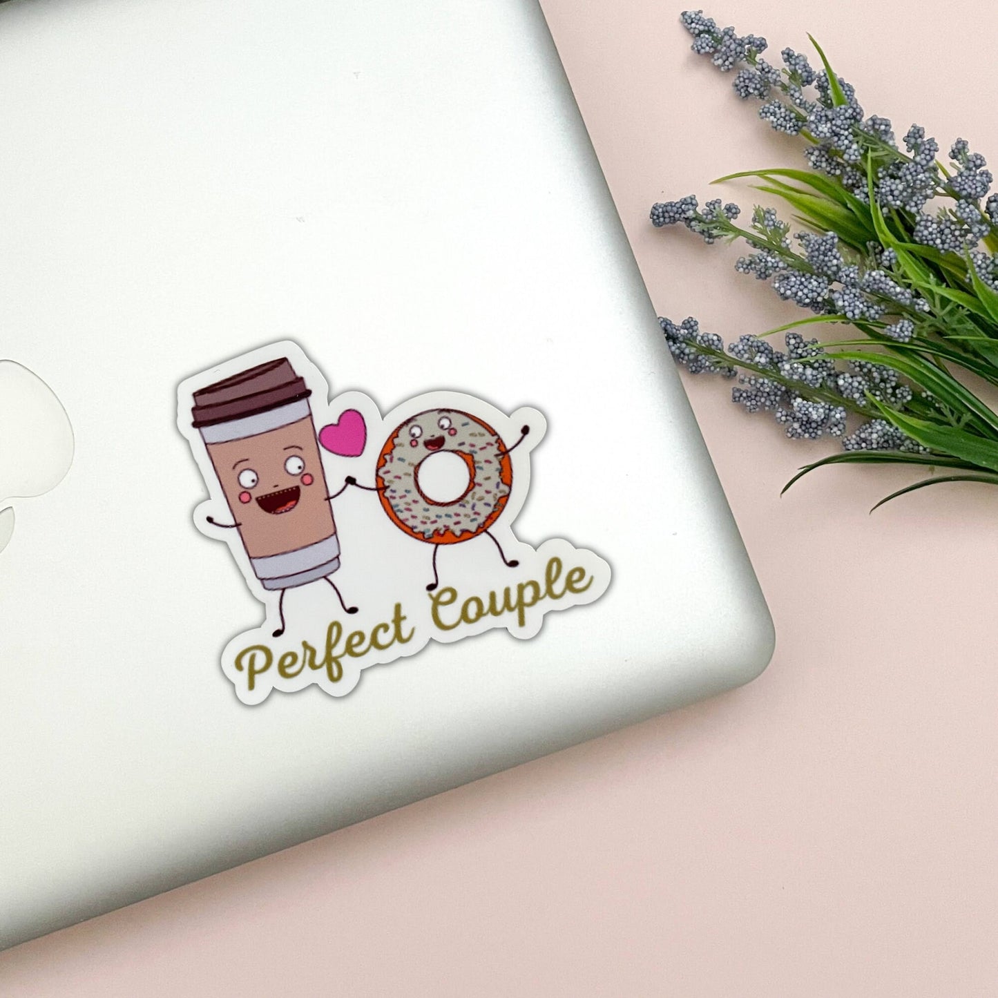 Coffee Donut Vinyl Sticker | Glossy Finish | Waterproof | Coffee Sticker | Valentine Sticker | Laptop Sticker | Water Bottle Sticker