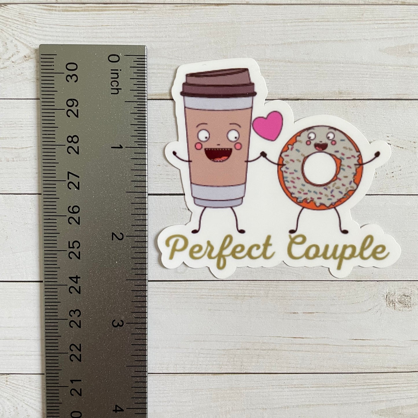 Coffee Donut Vinyl Sticker | Glossy Finish | Waterproof | Coffee Sticker | Valentine Sticker | Laptop Sticker | Water Bottle Sticker