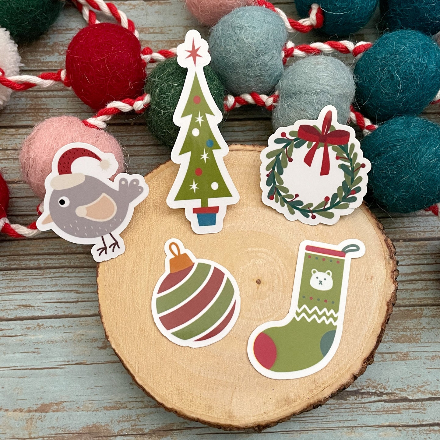 Christmas Sticker Set | Glossy Finish | Set of 7 | Fun Christmas Sticker | Christmas Sticker, Happy Holidays, Holiday Greeting Stickers