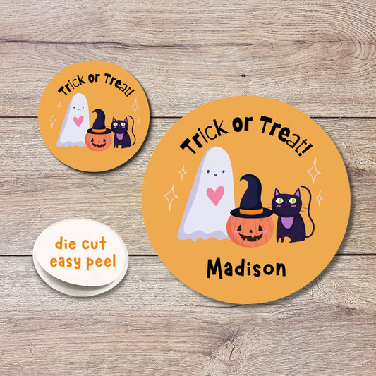 Personalized Halloween Ghost & Friends Party Favor Goody Bag Stickers