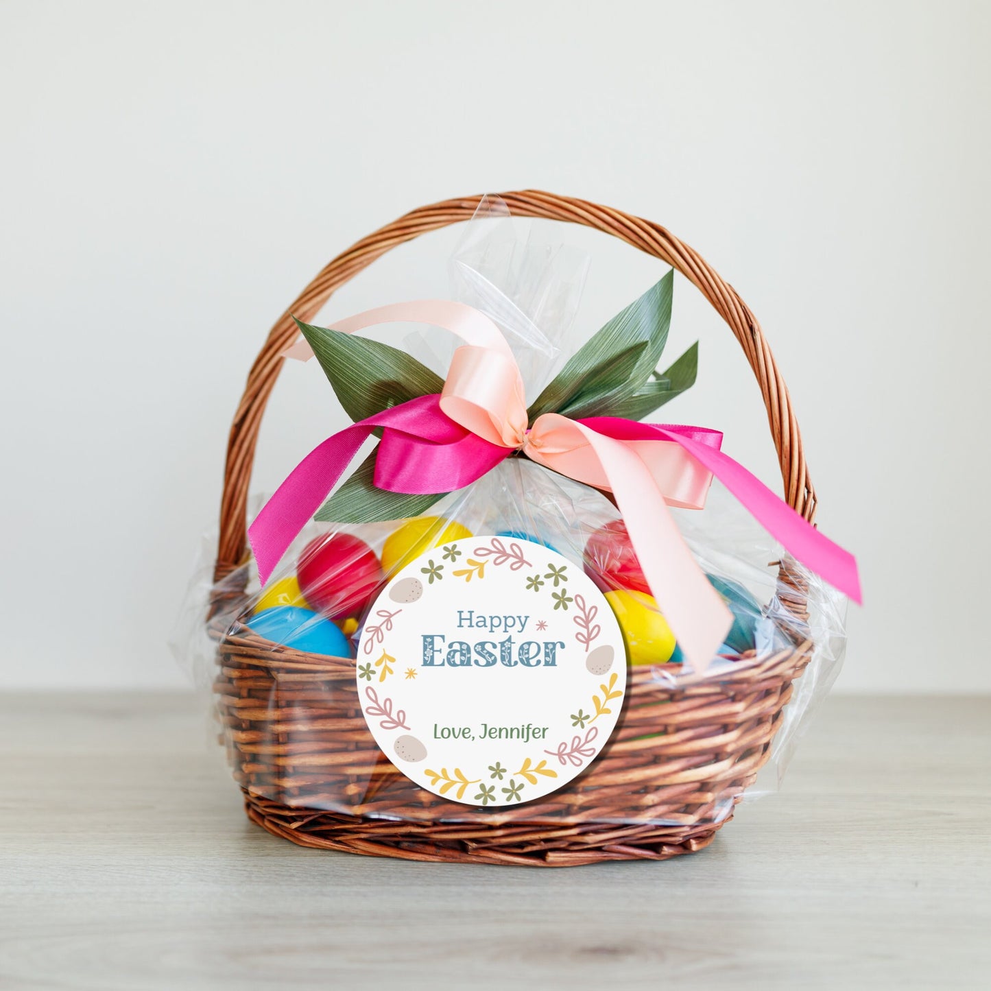 Personalized Easter Stickers, Matte or Glossy Finish, Custom Happy Easter Label, Easter Gift Basket Treat Bag Sticker, Easter Bunny Stickers