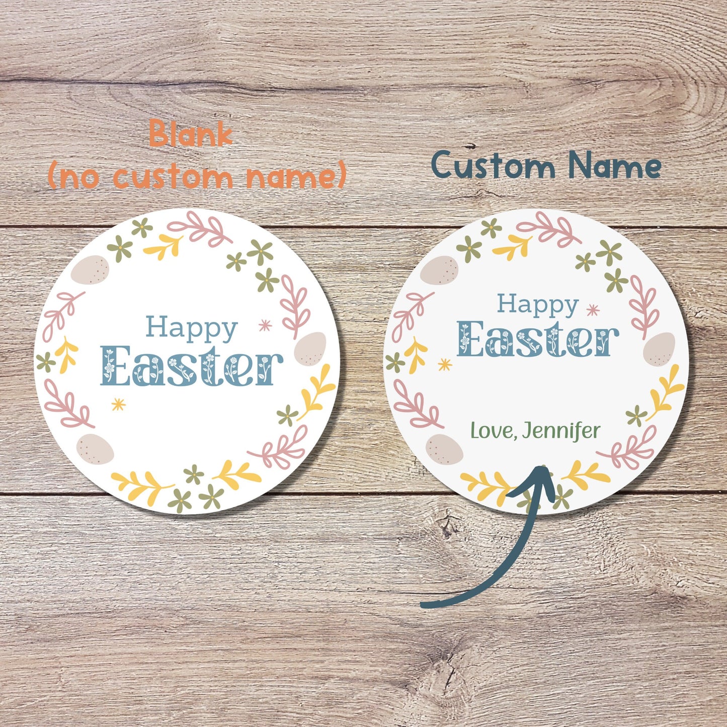 Personalized Easter Stickers, Matte or Glossy Finish, Custom Happy Easter Label, Easter Gift Basket Treat Bag Sticker, Easter Bunny Stickers
