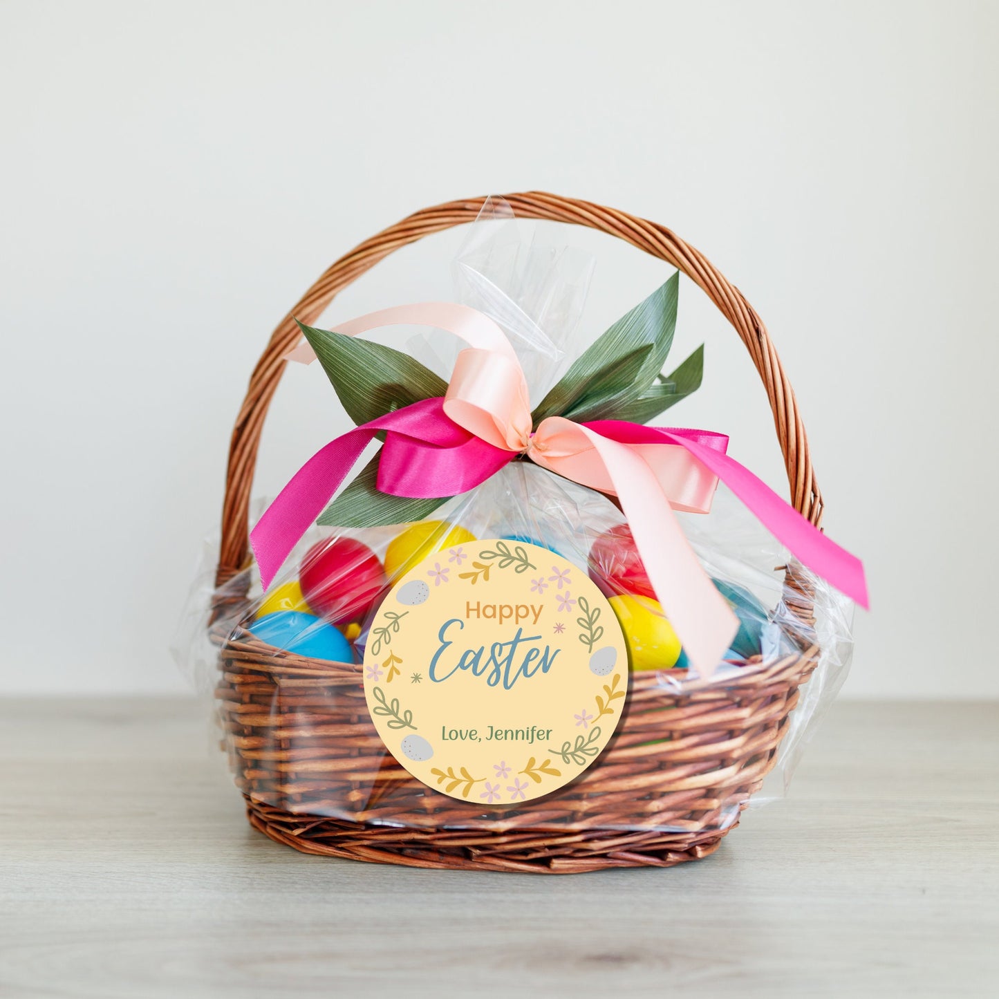 Personalized Easter Stickers, Matte or Glossy Finish, Custom Happy Easter Label, Easter Gift Basket Treat Bag Sticker, Cute Easter Stickers