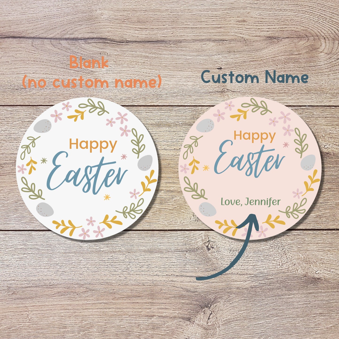 Personalized Easter Stickers, Matte or Glossy Finish, Custom Happy Easter Label, Easter Gift Basket Treat Bag Sticker, Cute Easter Stickers