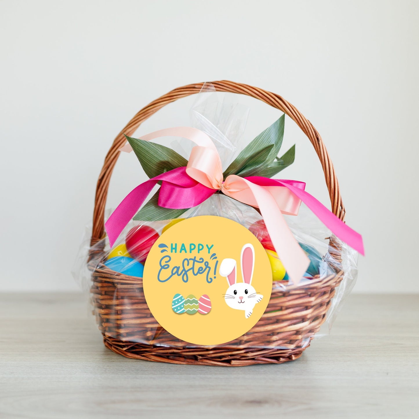 Personalized Easter Stickers, Matte or Glossy Finish, Custom Happy Easter Label, Easter Gift Basket Treat Bag Sticker, Easter Bunny Stickers
