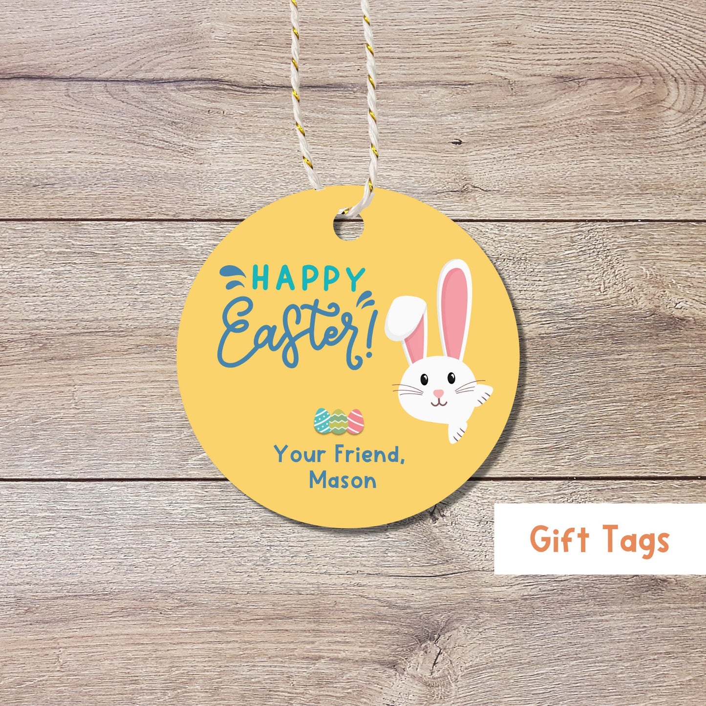 Personalized Easter Gift Tags, Matte Finish, Easter Tags, Easter Favor Treat Bag Tag, Cute Easter Tags, Custom Gift Tags, Easter Bunny Tag