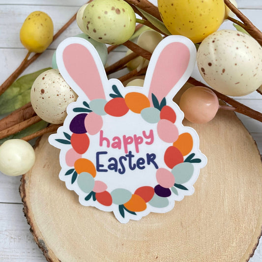 Happy Easter Vinyl Sticker | Glossy or Matte Finish | Easter Bunny | Laptop Sticker | Water Bottle | Cute Easter Sticker | Happy Easter Gift