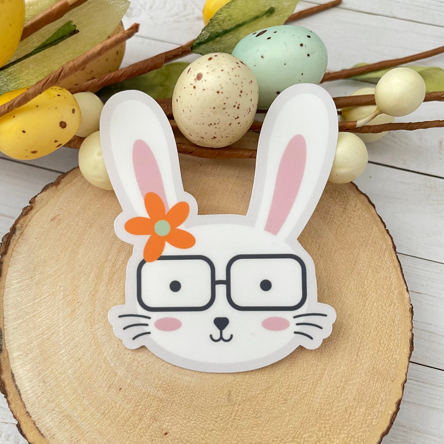 Bunny Rabbit Vinyl Sticker | Glossy Finish | Easter Bunny Sticker | Laptop Sticker | Water Bottle | Animal Sticker | Happy Easter Gift