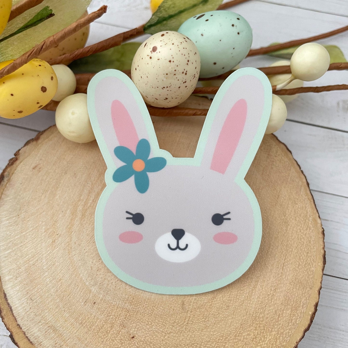 Bunny Rabbit Vinyl Sticker | Glossy Finish | Easter Bunny Sticker | Laptop Sticker | Water Bottle | Animal Sticker | Happy Easter Gift
