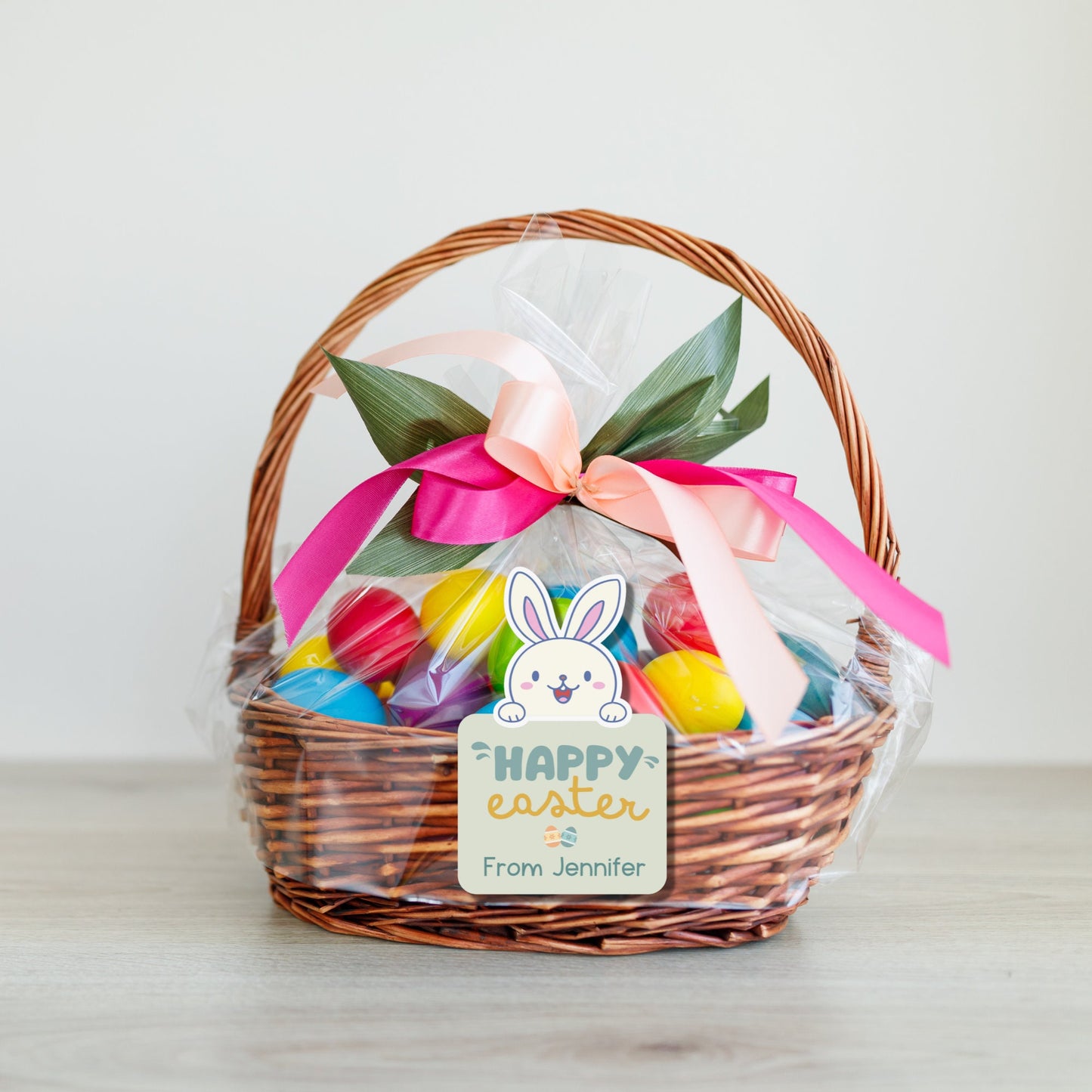 Personalized Easter Stickers, Matte or Glossy Finish, Custom Happy Easter Label, Easter Gift Basket Treat Bag Sticker, Easter Bunny Stickers