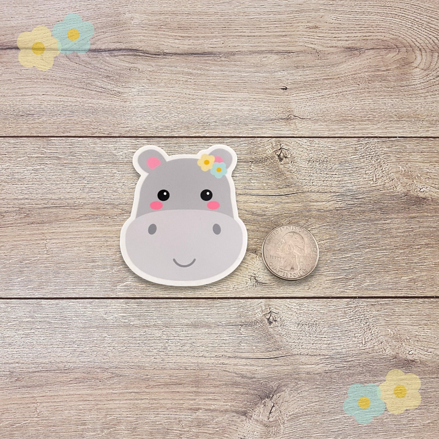 Hippo Vinyl Sticker | Glossy Finish | Floral Hippo Sticker | Laptop Sticker, Water Bottle Sticker, Animal Sticker, Cute Wildlife Animal