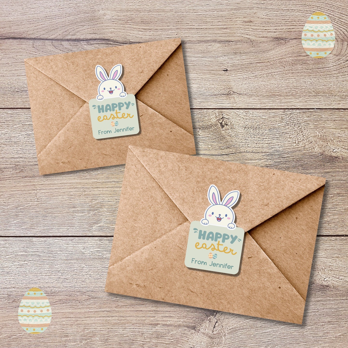 Personalized Easter Stickers, Matte or Glossy Finish, Custom Happy Easter Label, Easter Gift Basket Treat Bag Sticker, Easter Bunny Stickers