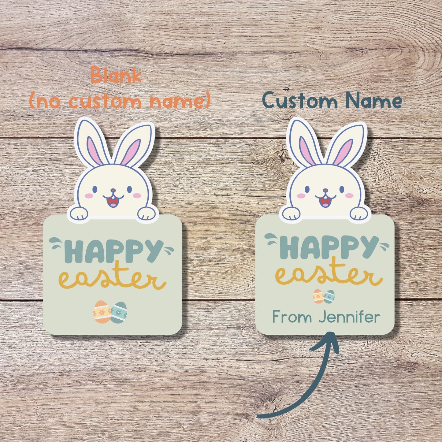 Personalized Easter Stickers, Matte or Glossy Finish, Custom Happy Easter Label, Easter Gift Basket Treat Bag Sticker, Easter Bunny Stickers
