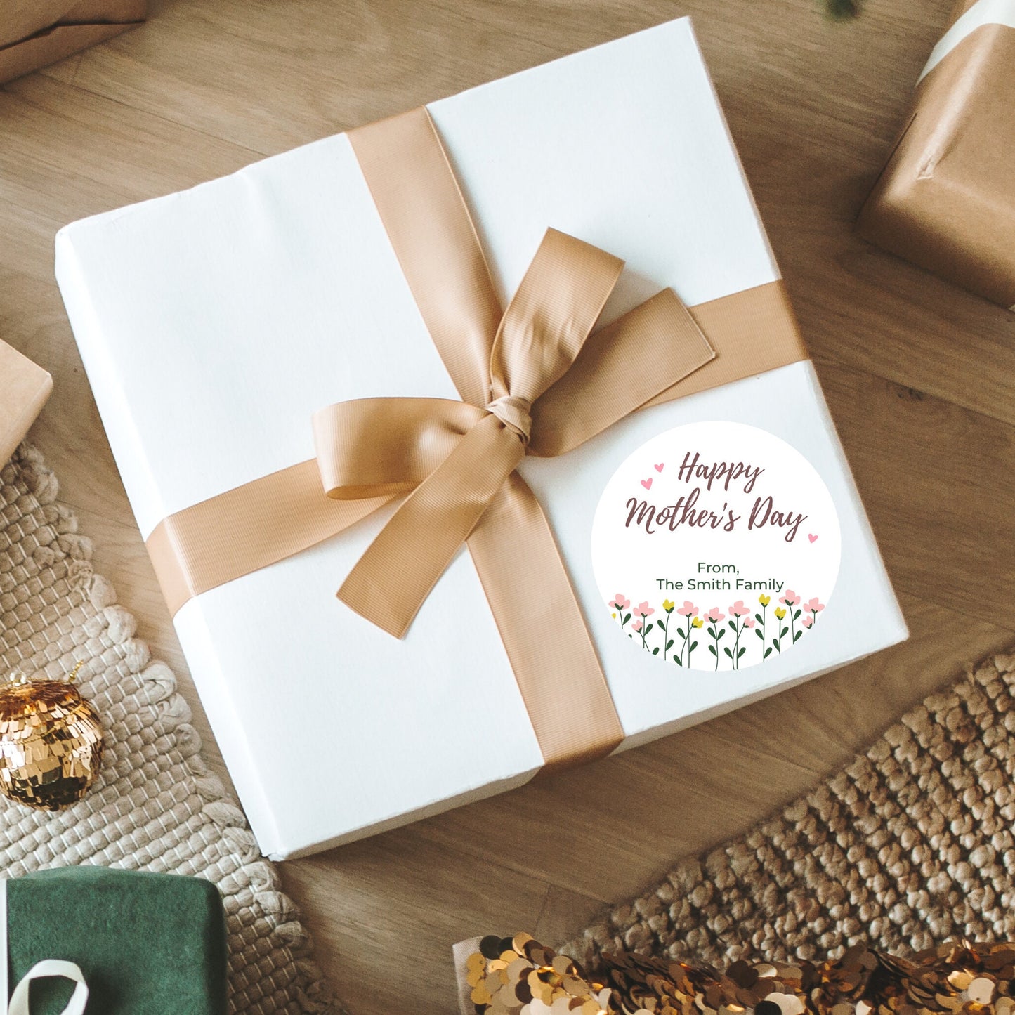 Personalized Mother's Day Stickers, Mother's Day Labels, Custom Mother's Day Stickers, Floral Mother's Day Sticker, Mother's Day Gift Label