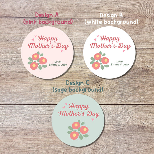 Personalized Mother's Day Stickers, Mother's Day Labels, Custom Mother's Day Stickers, Floral Mother's Day Sticker, Mother's Day Gift Label