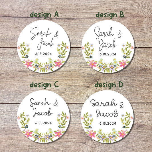 Personalized Wedding Stickers, Custom Wedding Labels, Happy Wedding Favor, Wedding Invitation Envelope Seal, Custom Wedding Initials Sticker