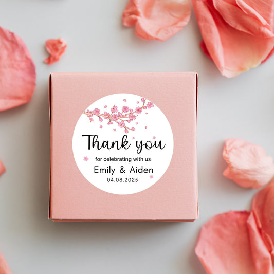 Personalized Floral Thank You Wedding Stickers, Custom Thank You Labels, Happy Wedding, Wedding Thank You Sticker, Custom Wedding Sticker