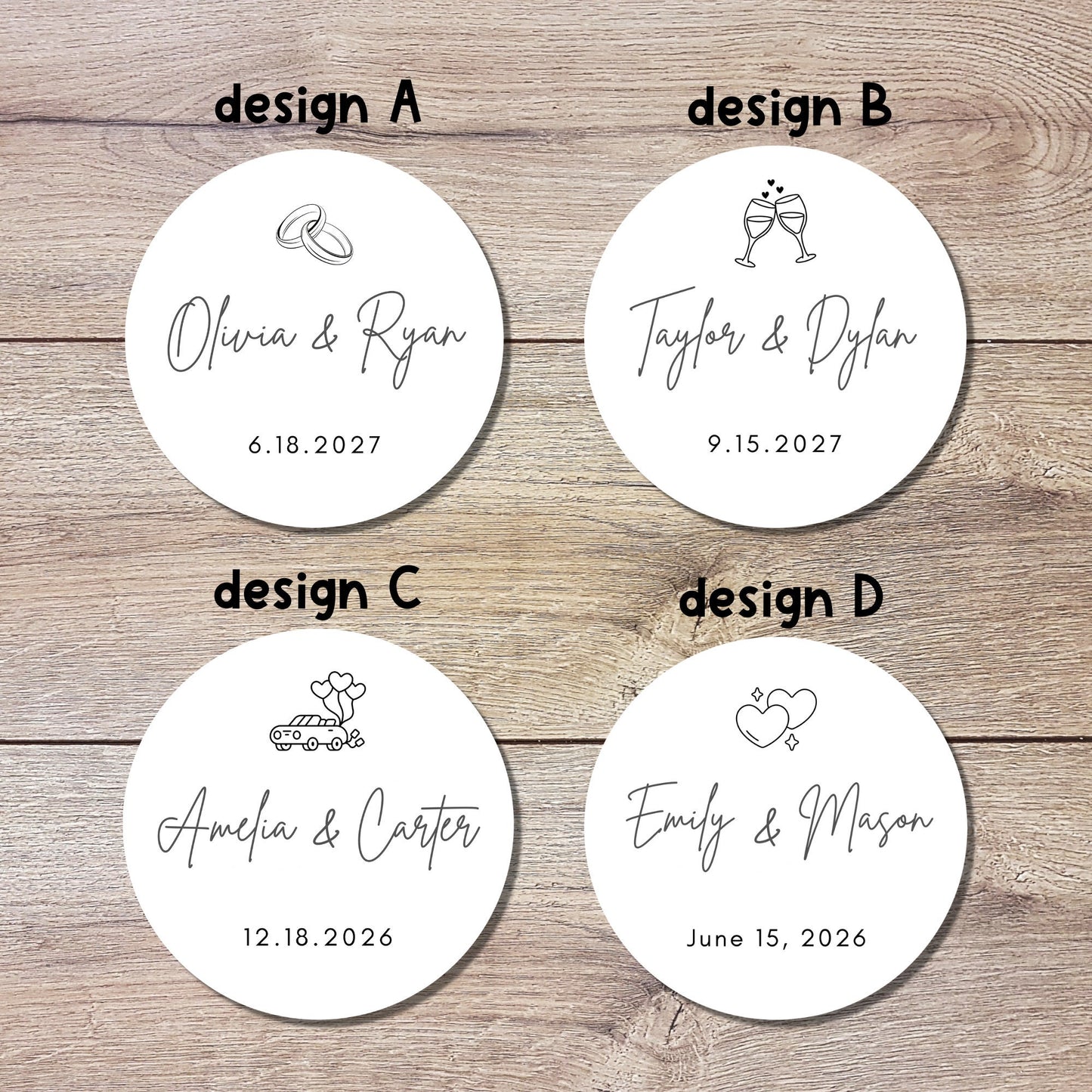 Personalized Wedding Stickers, Custom Wedding Labels, Happy Wedding Favor, Wedding Invitation Envelope Seal, Custom Wedding Initials Sticker