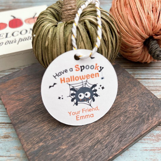 Personalized Halloween Gift Tags, Friendly Spider Halloween Party Favor Tag