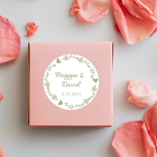 Personalized Wedding Stickers, Custom Happy Wedding Favor, Wedding Invitation Envelope Seal, Custom Floral Wedding Label, Glossy Finish Only