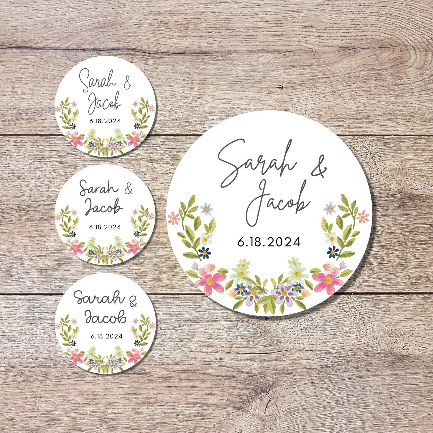 Personalized Wedding Stickers, Custom Wedding Labels, Happy Wedding Favor, Wedding Invitation Envelope Seal, Custom Wedding Initials Sticker