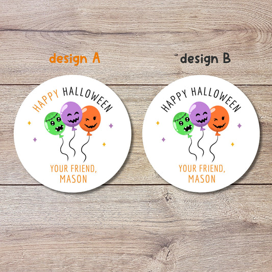 Personalized Halloween Stickers, Custom Halloween Balloon Party Favor Goody Bag Label