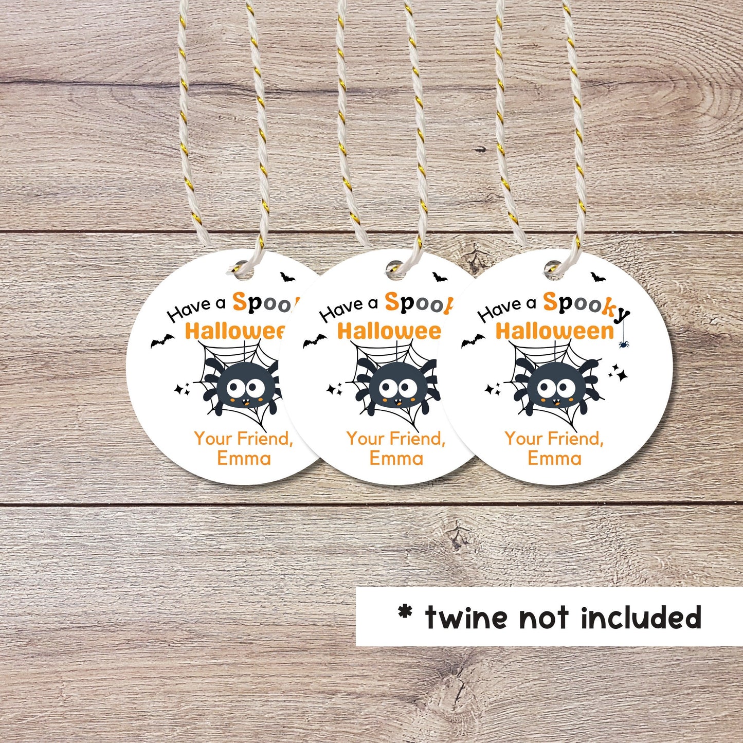 Personalized Halloween Gift Tags, Friendly Spider Halloween Party Favor Tag