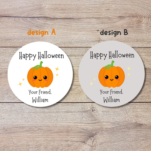 Personalized Halloween Pumpkin Stickers, Custom Cute Pumpkin Halloween Party Favor Labels