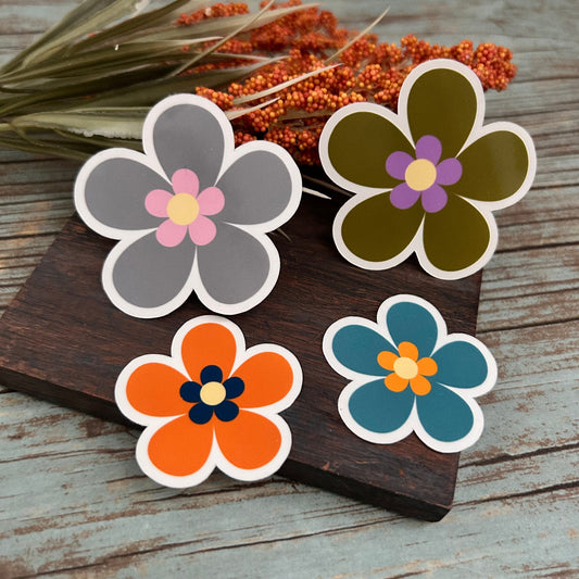 Fall Flowers Vinyl Sticker Set of 6, Flower Pack, 1" 1.5"or 2" Matte or Glossy Finish, Mini Flower Laptop Water Bottle Phone Fall Sticker,