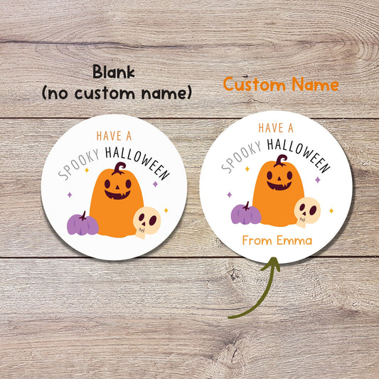 Personalized Halloween Stickers, Custom Spooky Pumpkin Halloween Goody Bag Labels