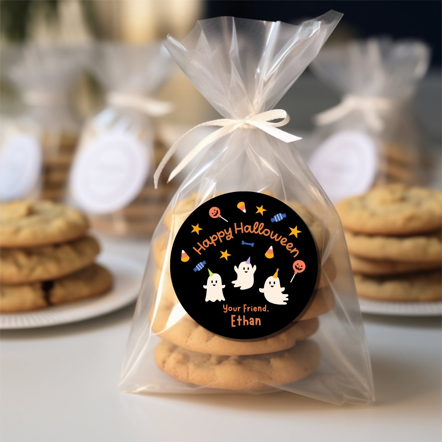 Personalized Halloween Party Ghosts Goody Bag Party Favor Stickers