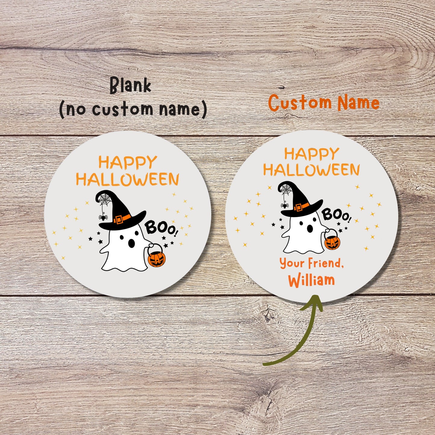 Personalized Ghost Boo Halloween Party Favor Goody Bag Stickers