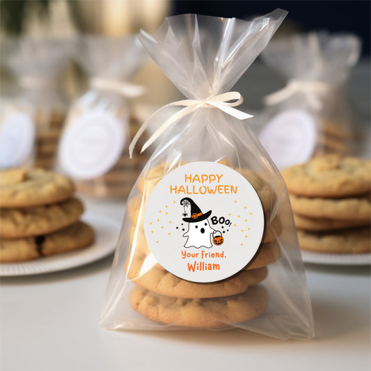 Personalized Ghost Boo Halloween Party Favor Goody Bag Stickers