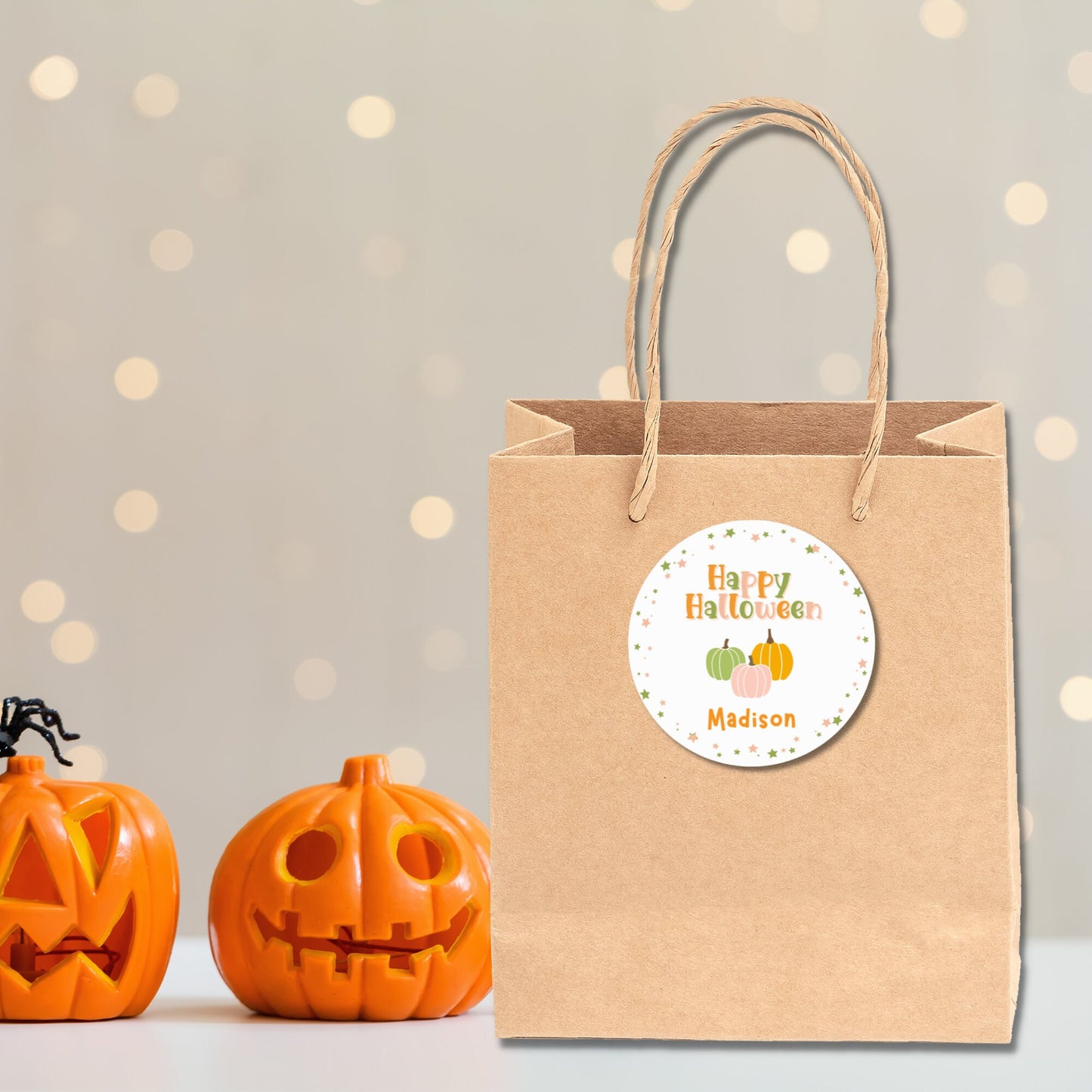 Personalized Halloween Pumpkins Stickers, Custom Halloween Party Favor Labels