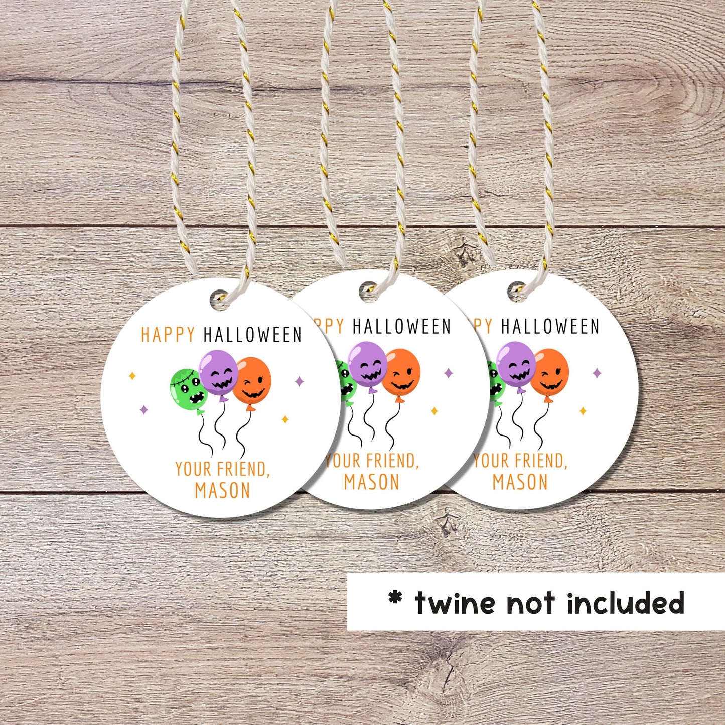 Personalized Halloween Balloon Gift Tags, Matte Finish, Halloween Goody Bag Tag, Cute Halloween Custom Gift Tags, Spooky Halloween Balloon