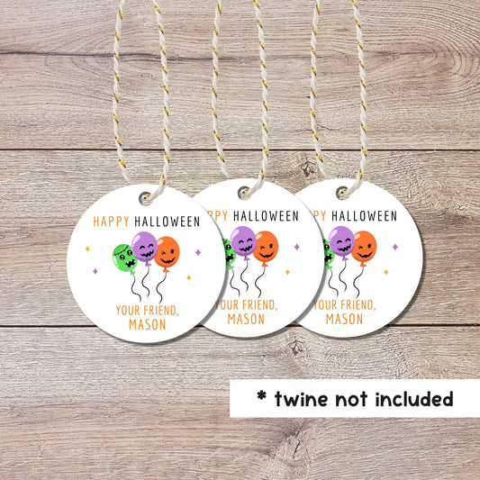 Personalized Halloween Balloon Gift Tags, Matte Finish, Halloween Goody Bag Tag, Cute Halloween Custom Gift Tags, Spooky Halloween Balloon