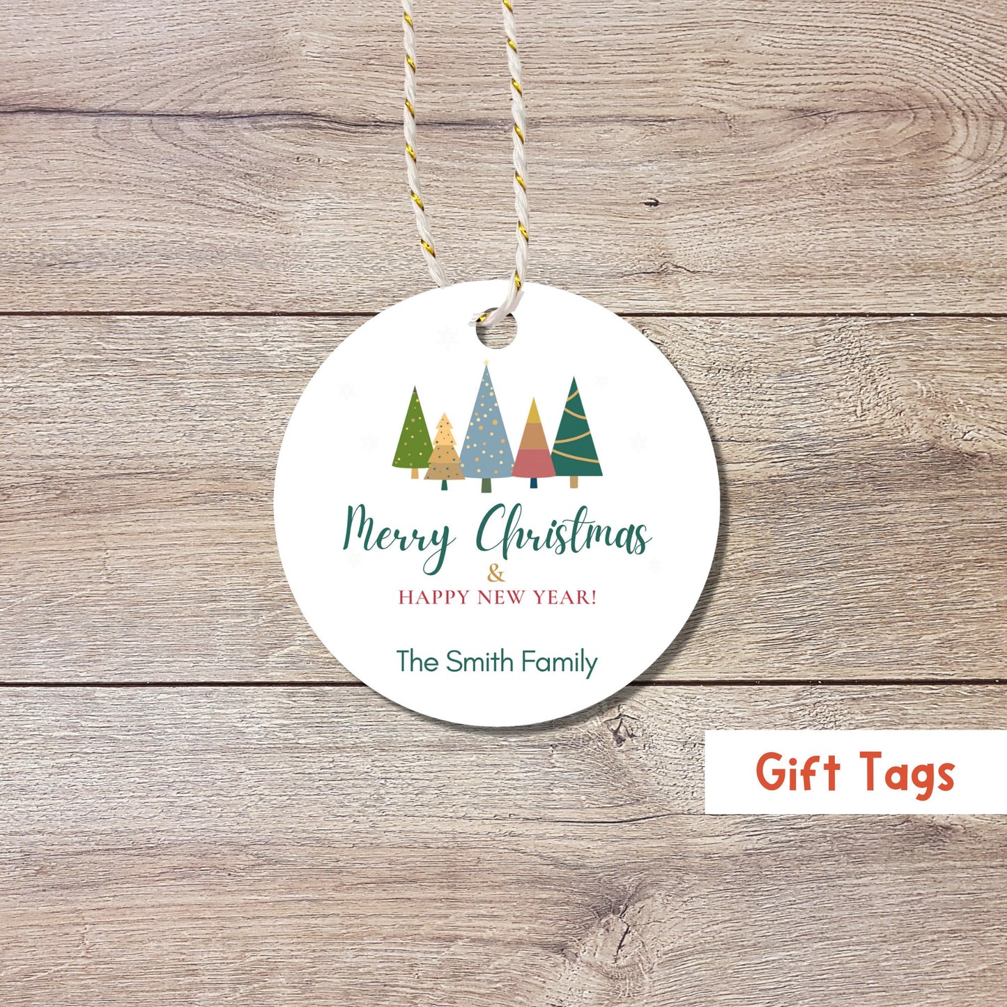 Personalized Christmas Gift Tags, Custom Holiday Gift Box Tags, Matte Finish