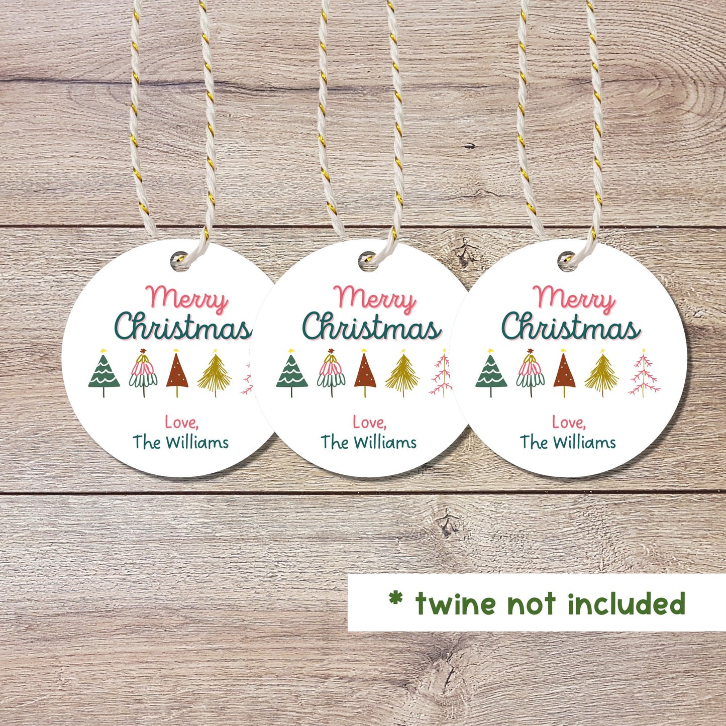 Personalized Christmas Trees Gift Tags, Custom Holiday Gift Tags, Matte Finish