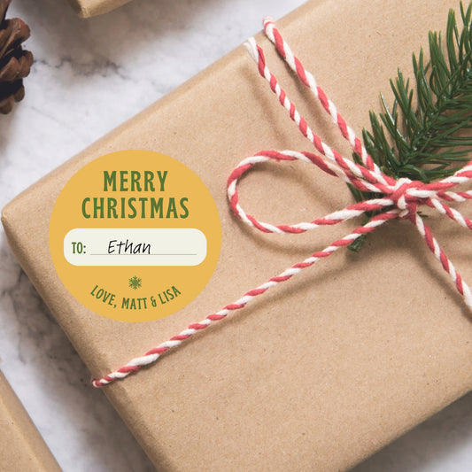 Merry Christmas To and From Stickers, Personalized Happy Holiday Label, Custom Christmas Invitation Gift Wrap Envelope Seal Sticker