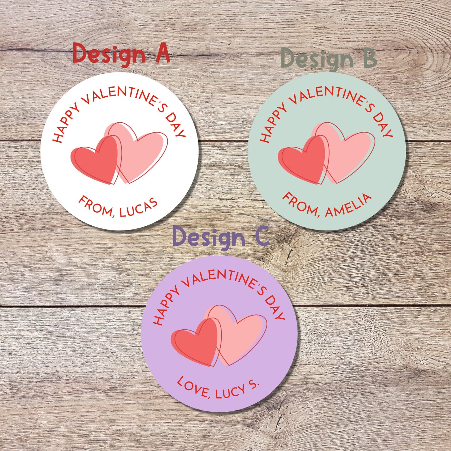 Valentine's Day Stickers. Matte or Glossy Finish, Custom Valentine Label, Valentine Favor Treat Bag Sticker, Hearts Valentine Envelope Seale