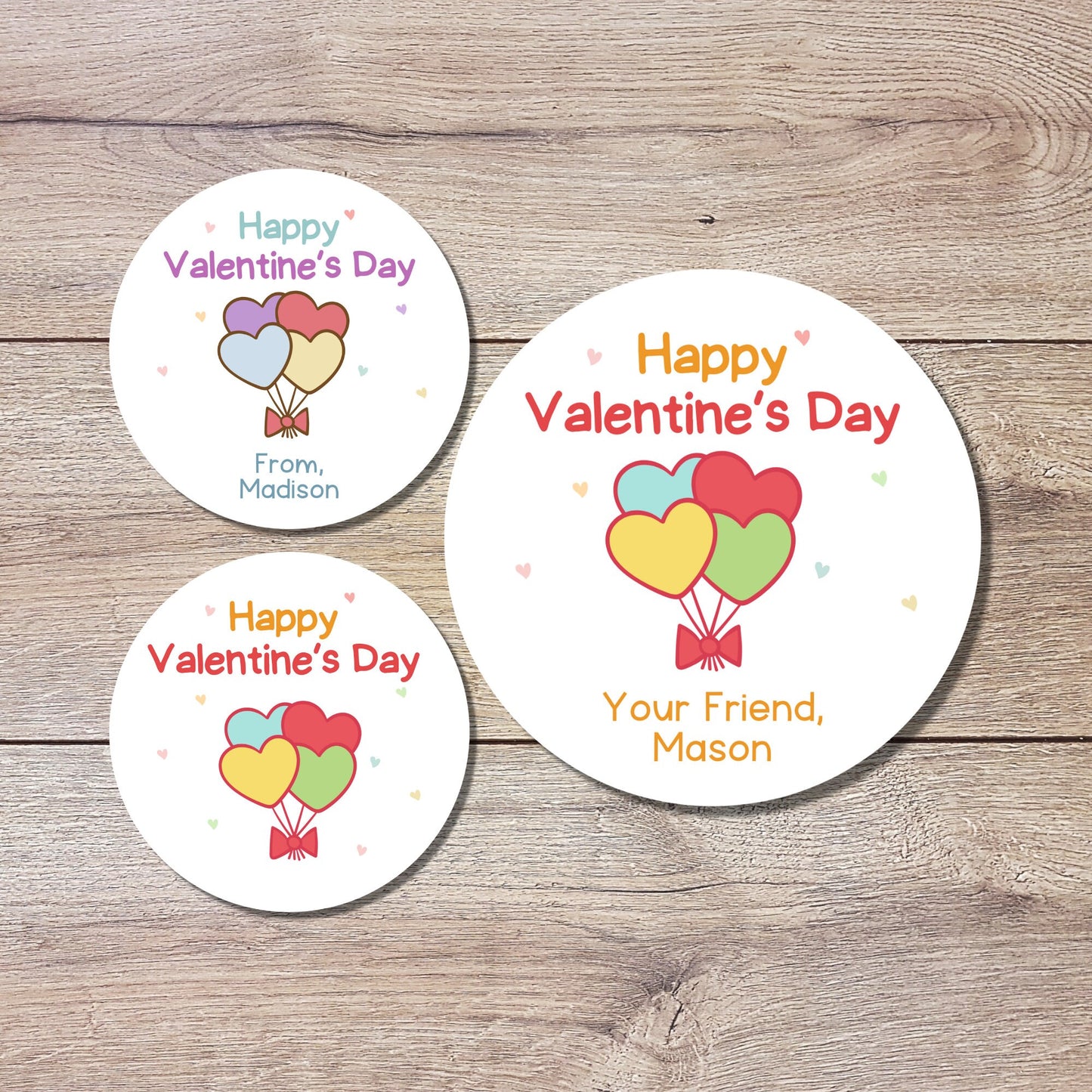 Valentine's Day Stickers, Matte or Glossy Finish, Custom Valentine Label, Valentine Favor Treat Bag Sticker, Hearts Valentine Envelope Seals