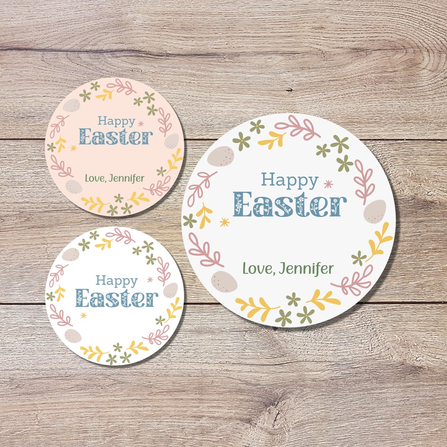 Personalized Easter Stickers, Matte or Glossy Finish, Custom Happy Easter Label, Easter Gift Basket Treat Bag Sticker, Easter Bunny Stickers