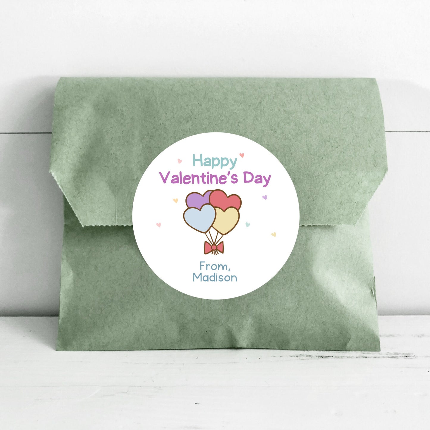Valentine's Day Stickers, Matte or Glossy Finish, Custom Valentine Label, Valentine Favor Treat Bag Sticker, Hearts Valentine Envelope Seals