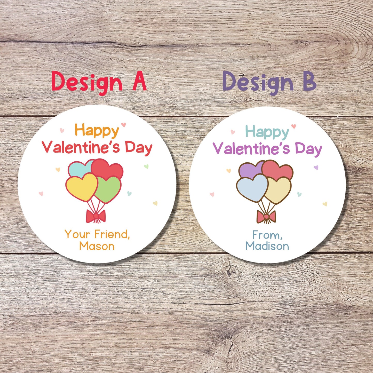 Valentine's Day Stickers, Matte or Glossy Finish, Custom Valentine Label, Valentine Favor Treat Bag Sticker, Hearts Valentine Envelope Seals