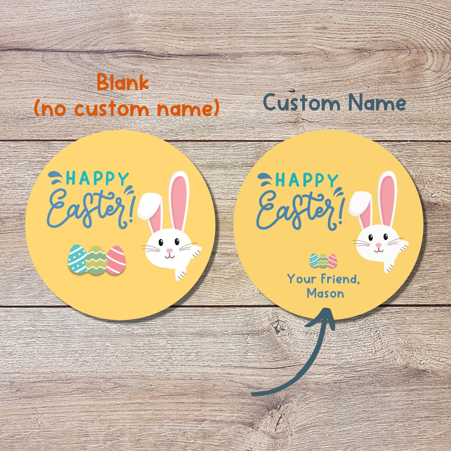 Personalized Easter Stickers, Matte or Glossy Finish, Custom Happy Easter Label, Easter Gift Basket Treat Bag Sticker, Easter Bunny Stickers