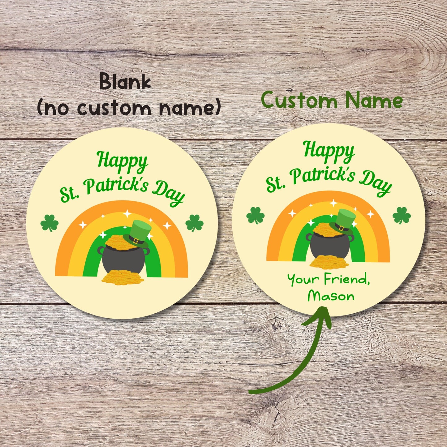 St. Patrick's Day Stickers, Personalized St Patrick's Party Favor Label, School Party Favor Treat Bag Stickers, St Paddy's Day Irish Sticker