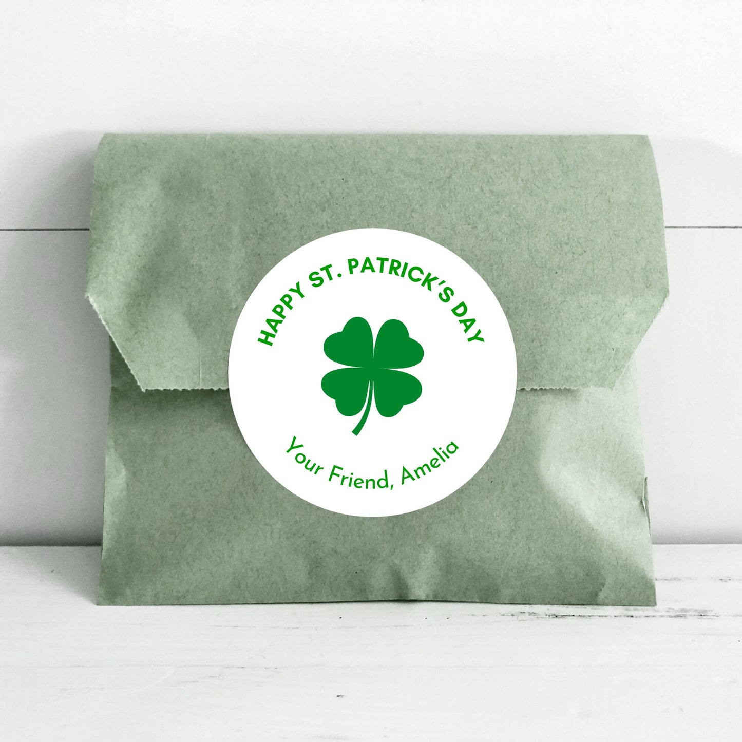 St. Patrick's Day Shamrock Stickers, Personalized St Patrick's Party Favor Label, School Party Treat Bag Stickers, St Paddy's Day Irish